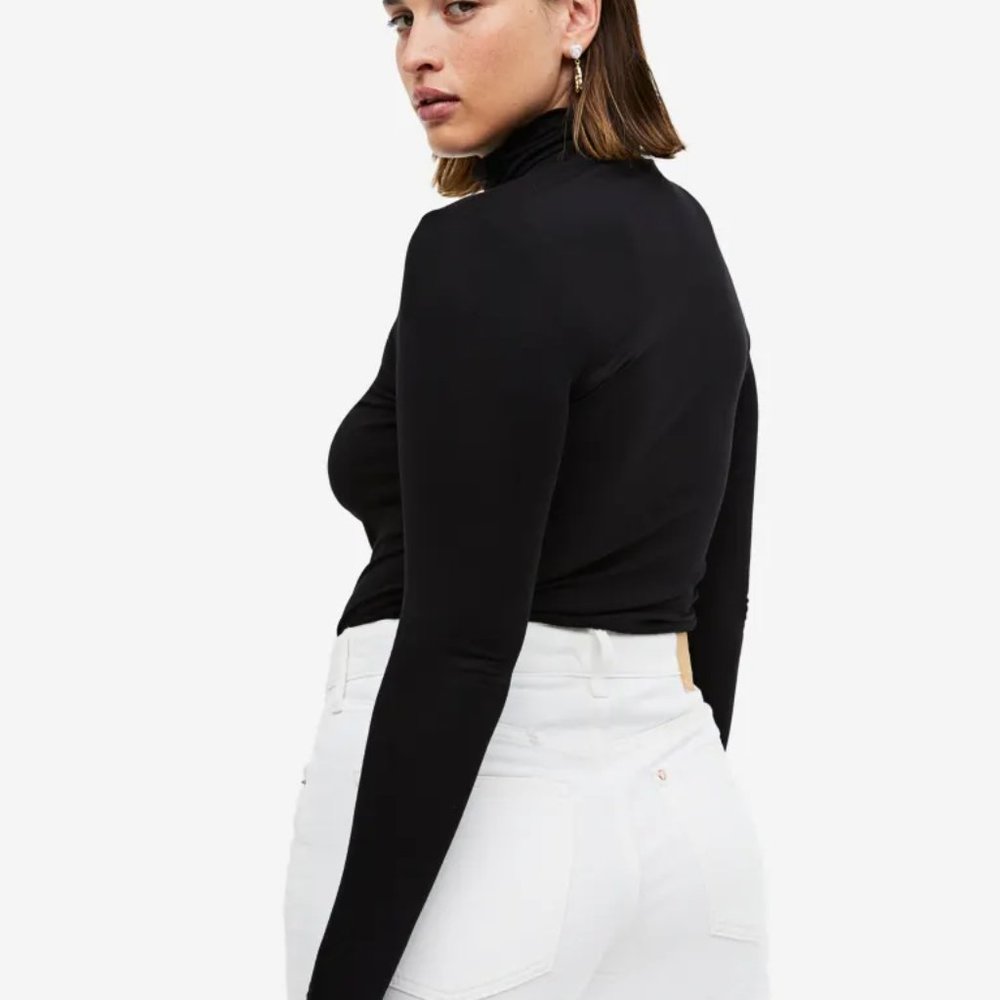 H&M Black Turtleneck Top/NWT/Large - Picture 3 of 13